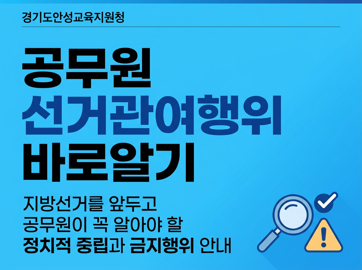 경기도안성교육지원청 공무원 선거관여행위 바로알기 지방선거를 앞두고 공무원이 꼭 알아야 할 정치적 중립과 금지행위 안내