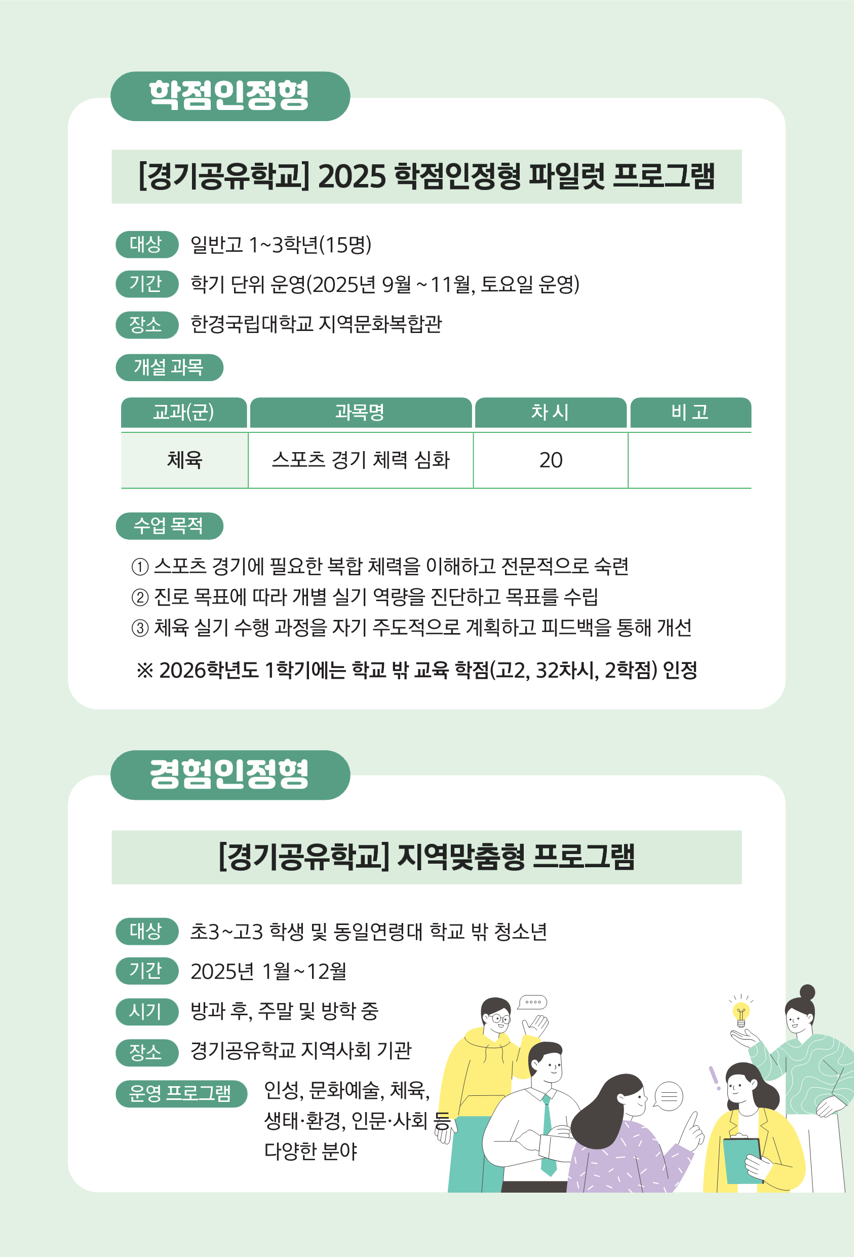 [경기공유학교] 2025 학점인정형 파일럿 프로그램:자세한 내용은 아래 참고